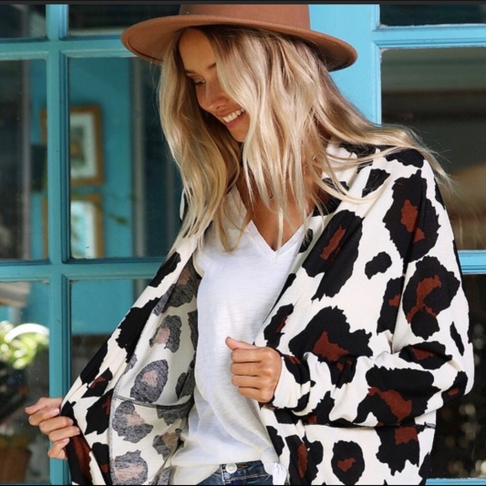 Leopard print cardigan sweater